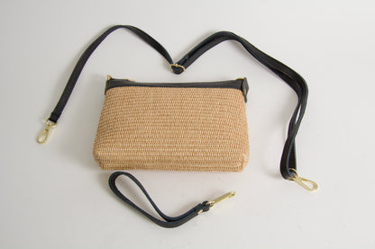 Mini Bag Raffia Natural Black