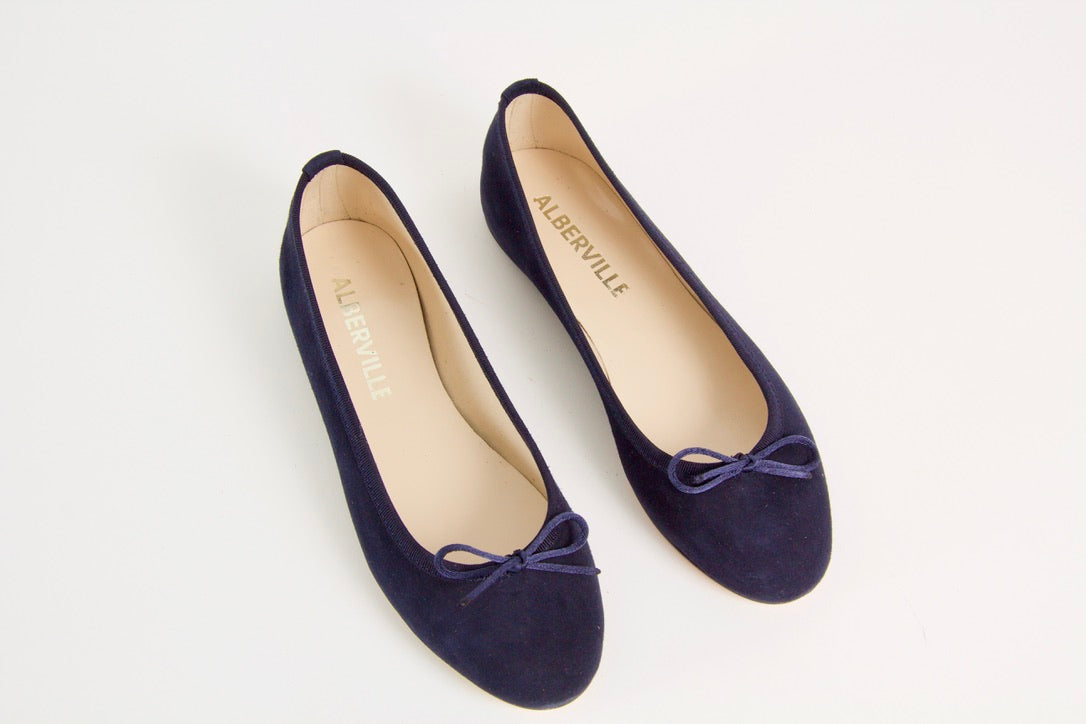 Vanessa Navy Suede Ballerina Shoes