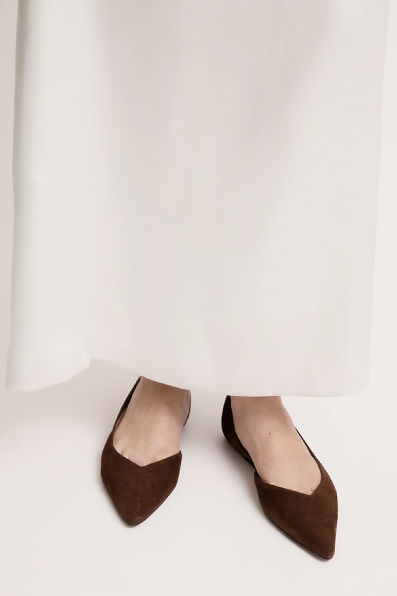 Tabitha Chocolate Brown Suede Ballerina Shoes