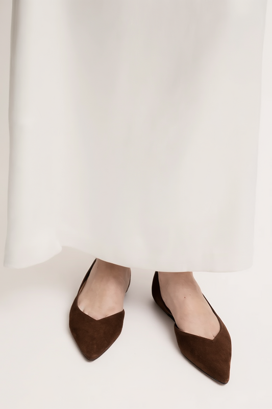 Tabitha Chocolate Brown Suede Ballerina Shoes