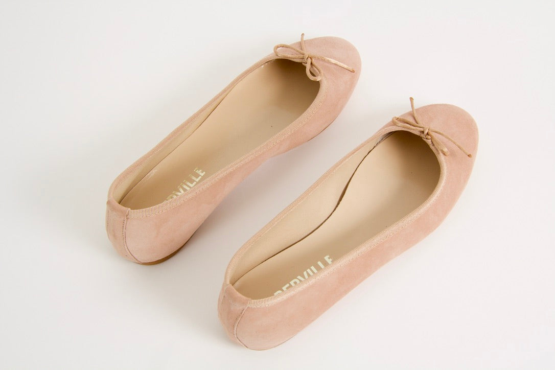 Vanessa Nude Suede Ballerina Shoes