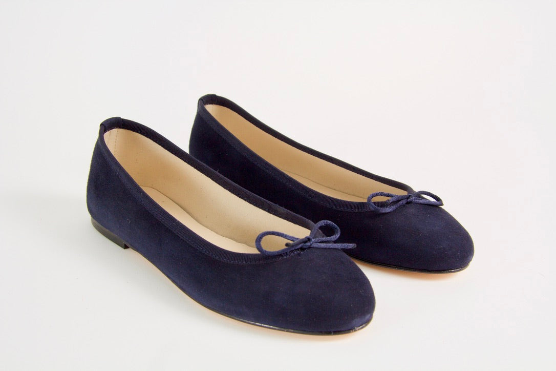 Vanessa Navy Suede Ballerina Shoes