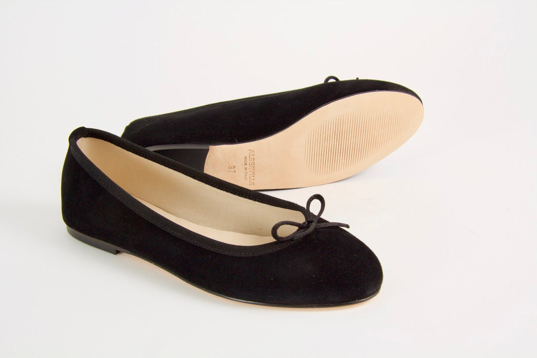 Black suede ballet shoes online