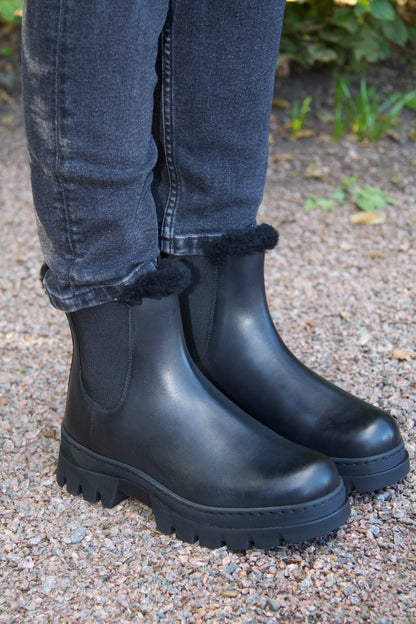 Winter Cheslea Boots i Svart Läder