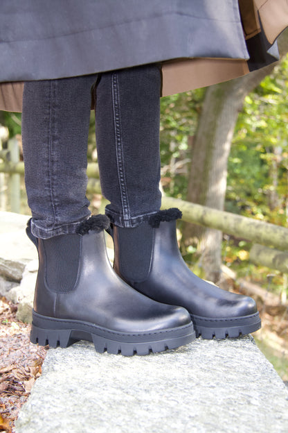 Winter Cheslea Boots i Svart Läder