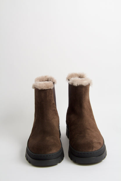 Winter Cheslea Boots i Mörkbrun Mocka