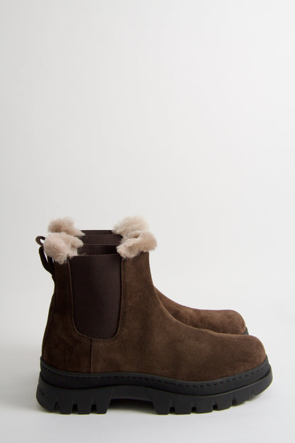 Winter Cheslea Boots i Mörkbrun Mocka