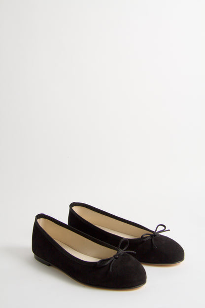 Vanessa Black Suede Ballerina Shoes