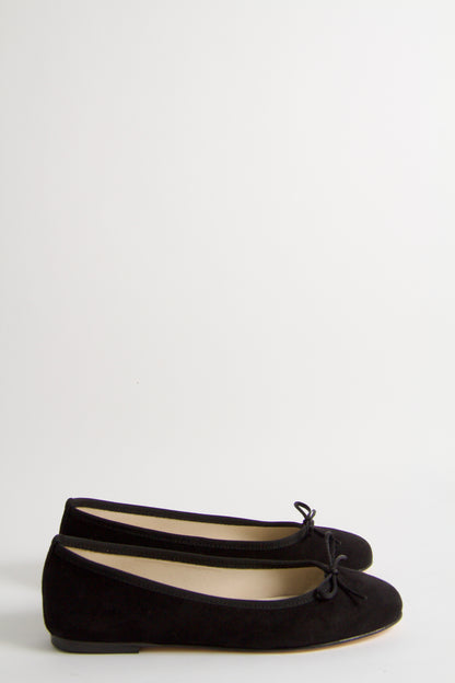 Vanessa Black Suede Ballerina Shoes