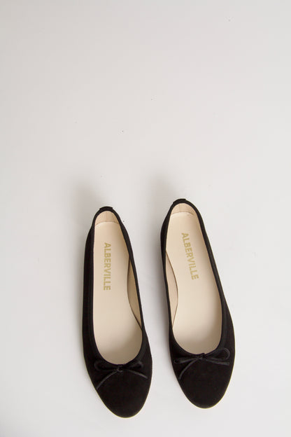 Vanessa Black Suede Ballerina Shoes