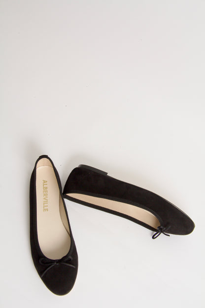 Vanessa Black Suede Ballerina Shoes
