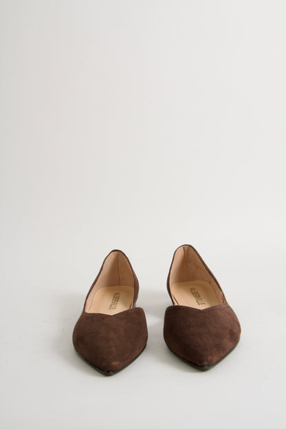 Tabitha Chocolate Brown Suede Ballerina Shoes