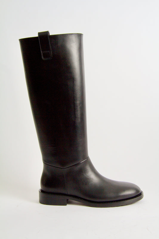 Williams Black Leather Knee-High Boots