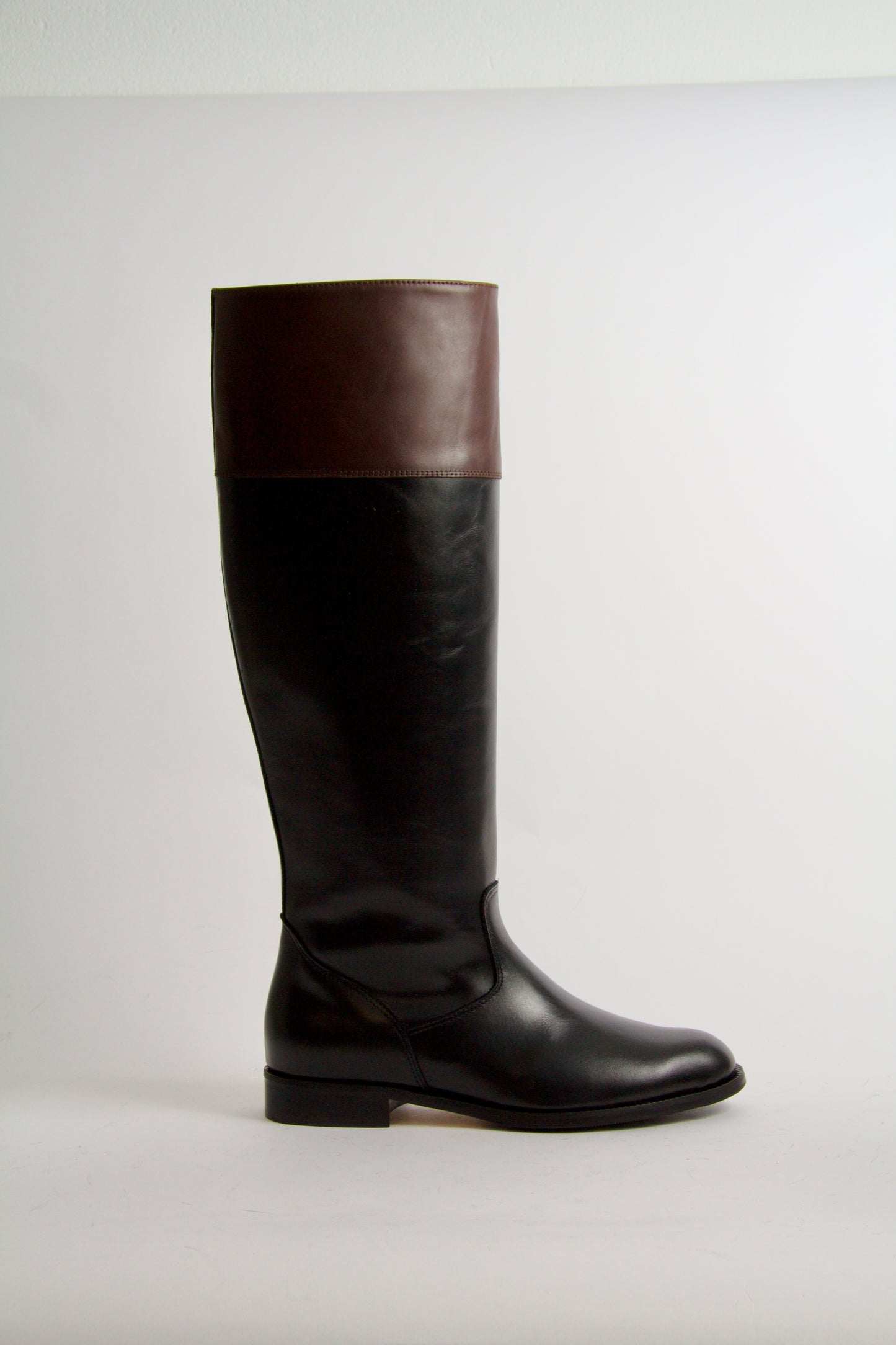 Wolf Black+Brown Leather Knee-High Boots