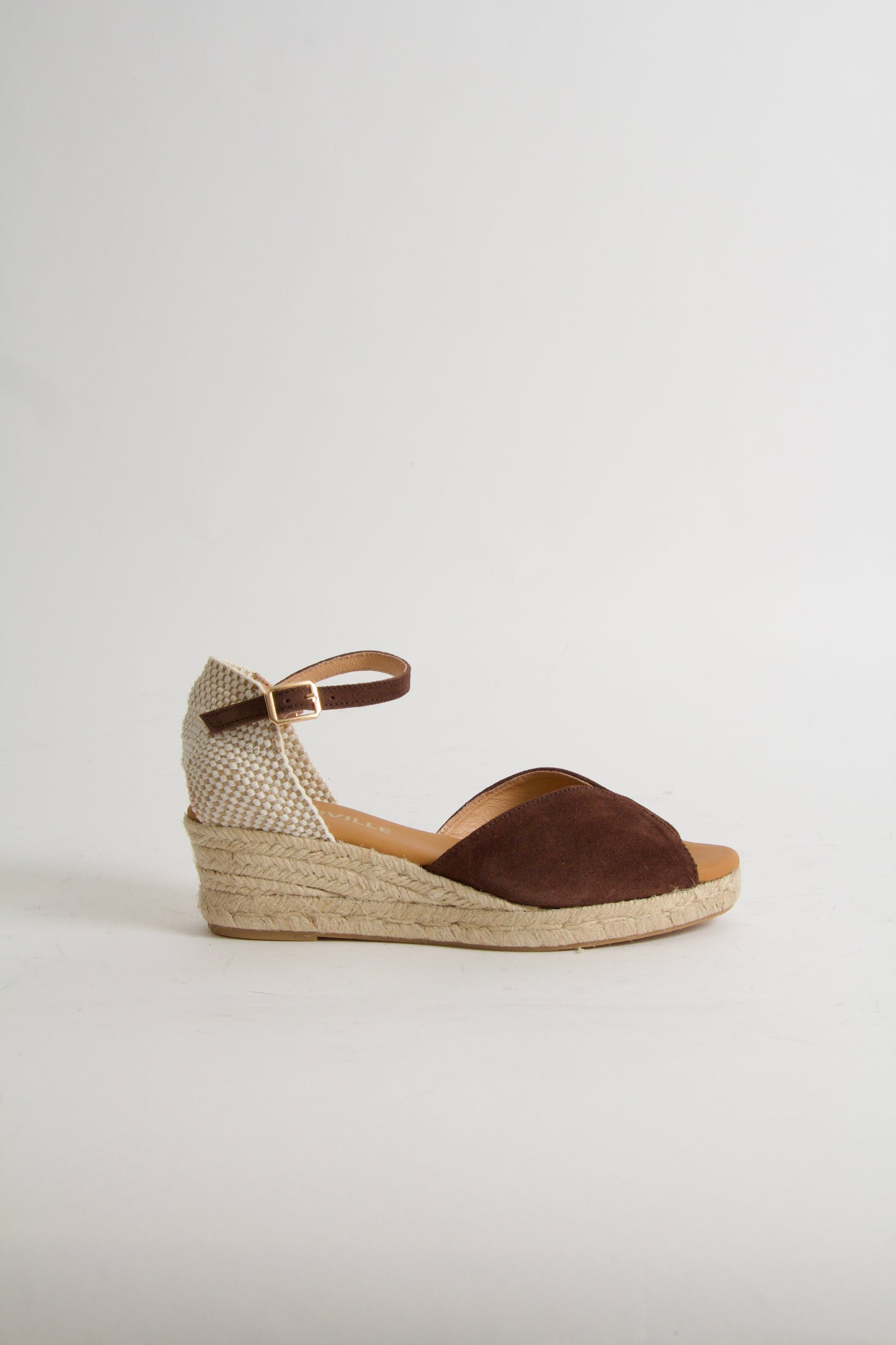Yahia Mörkbrun Mocka Espadrillos med Kilklack