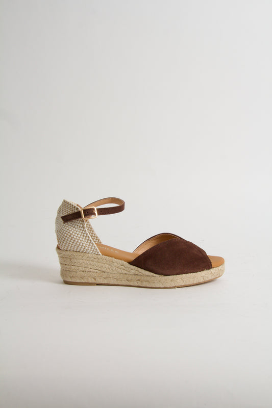 Yahia Brown Suede Wedge Espadrilles