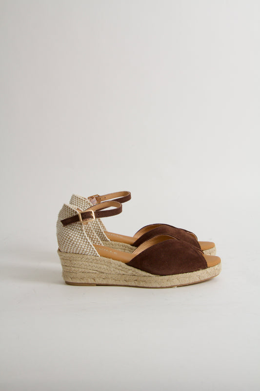 Yahia Brown Suede Wedge Espadrilles