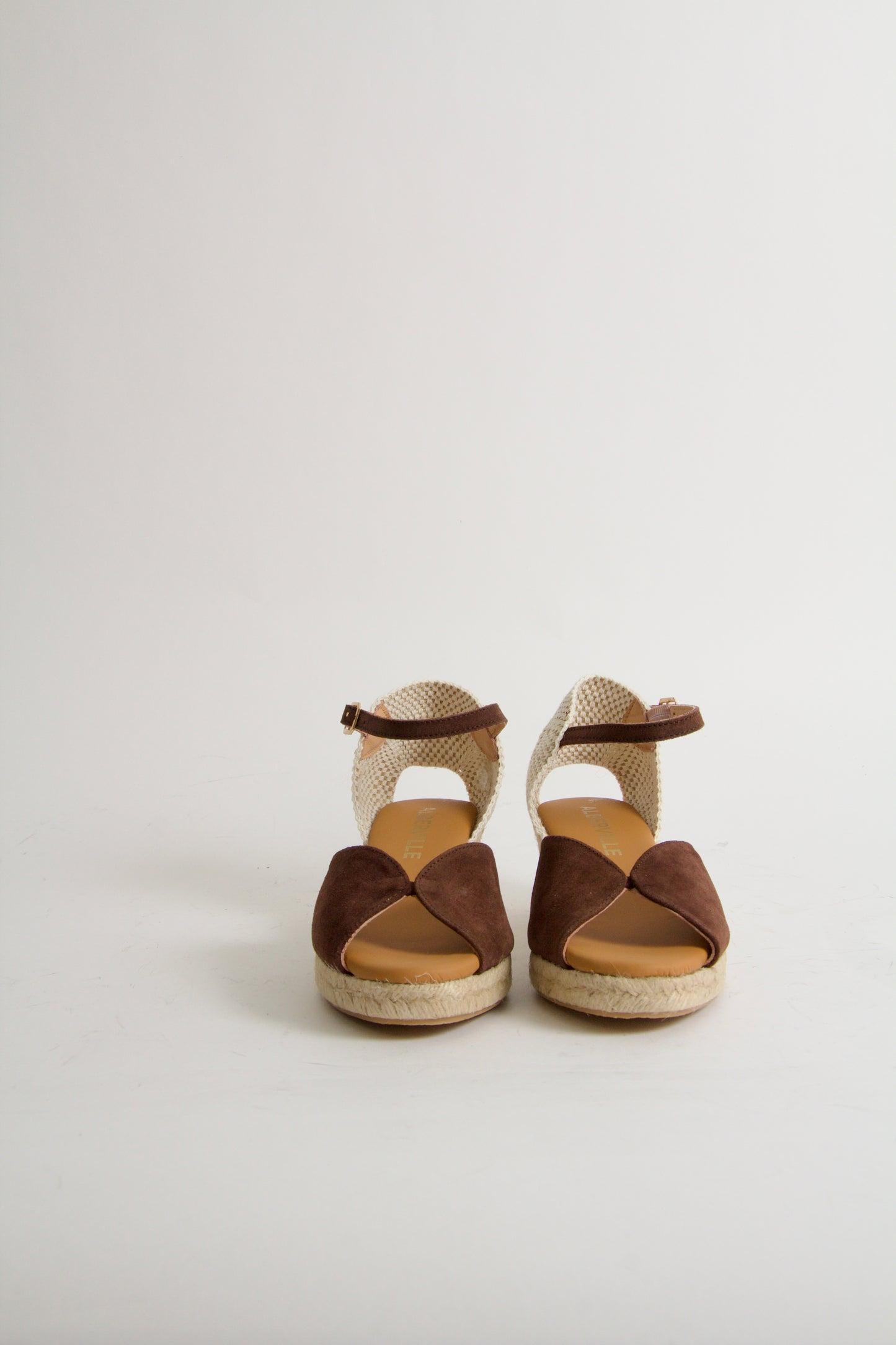 Yahia Mörkbrun Mocka Espadrillos med Kilklack
