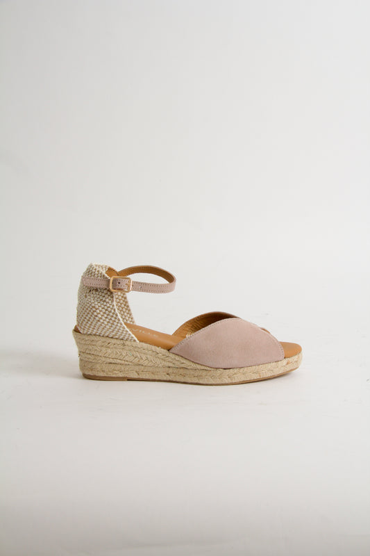 Yahia Lightpink Suede Wedge Espadrilles