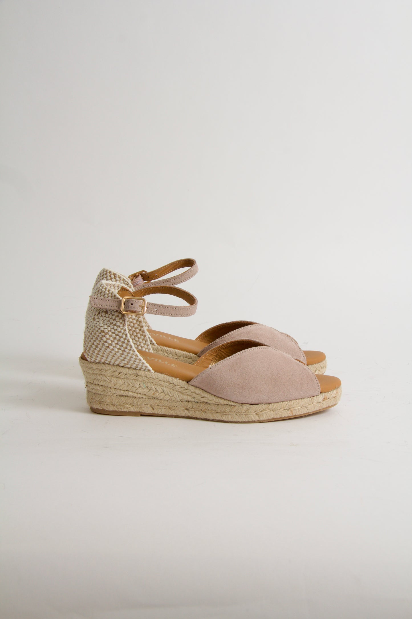 Yahia Ljusrosa Mocka Espadrillos med Kilklack