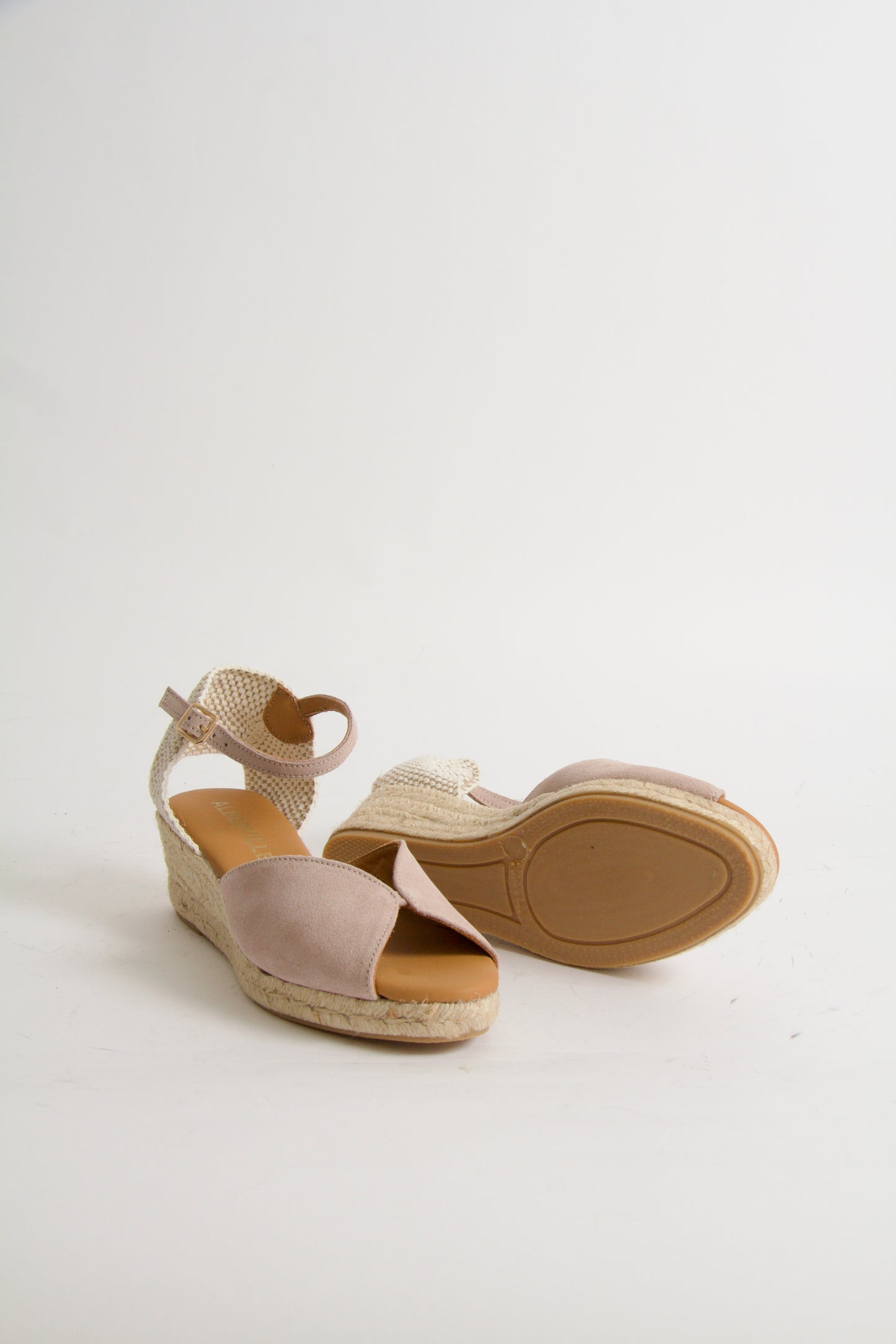 Yahia Ljusrosa Mocka Espadrillos med Kilklack
