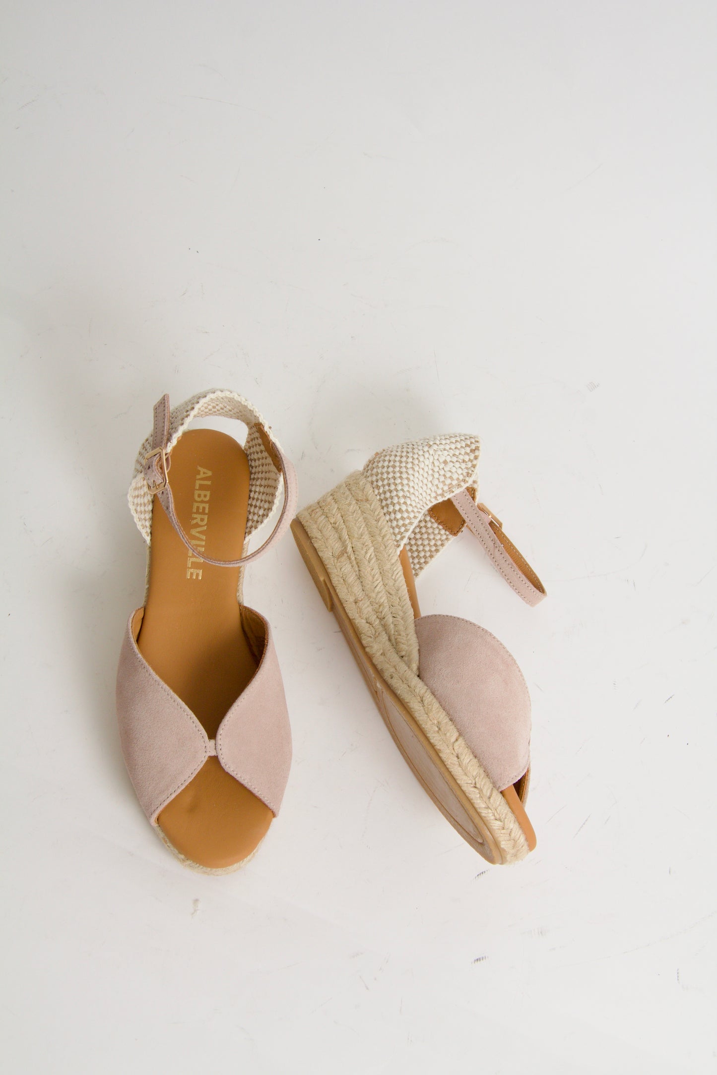 Yahia Ljusrosa Mocka Espadrillos med Kilklack