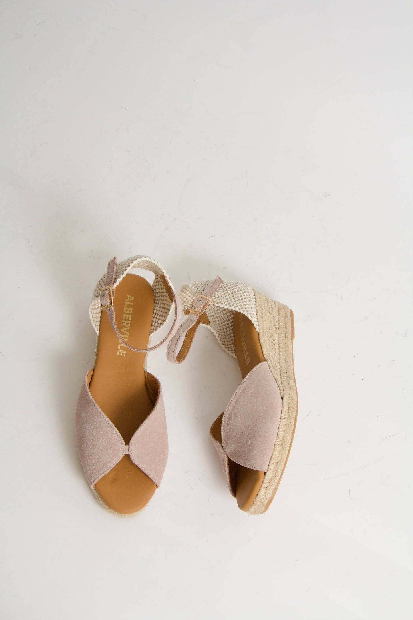 Yahia Ljusrosa Mocka Espadrillos med Kilklack