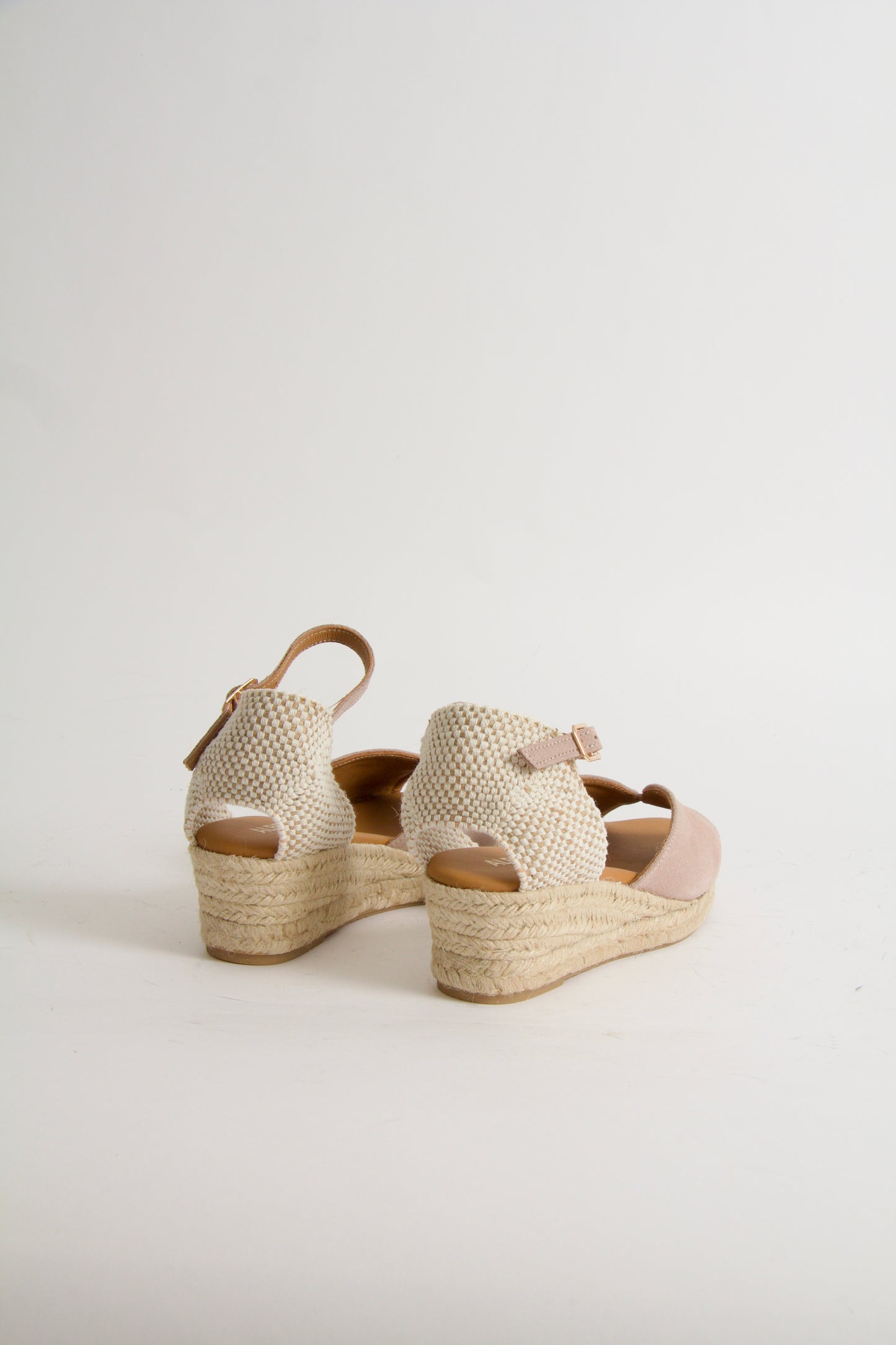 Yahia Ljusrosa Mocka Espadrillos med Kilklack