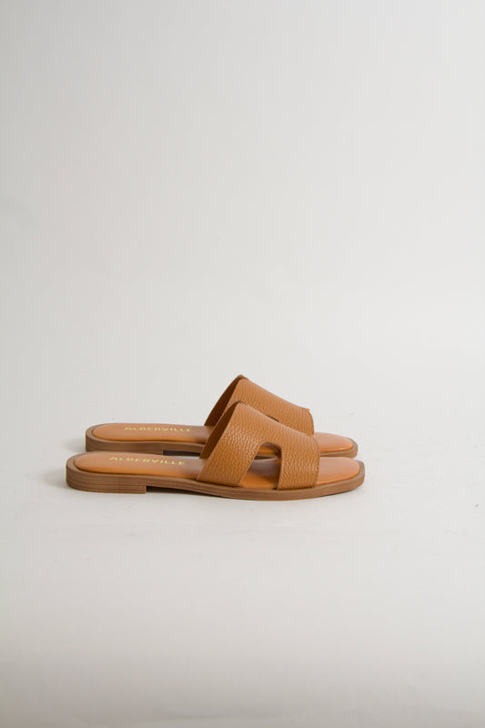 Yvon Cognac Brown Leather Sandals
