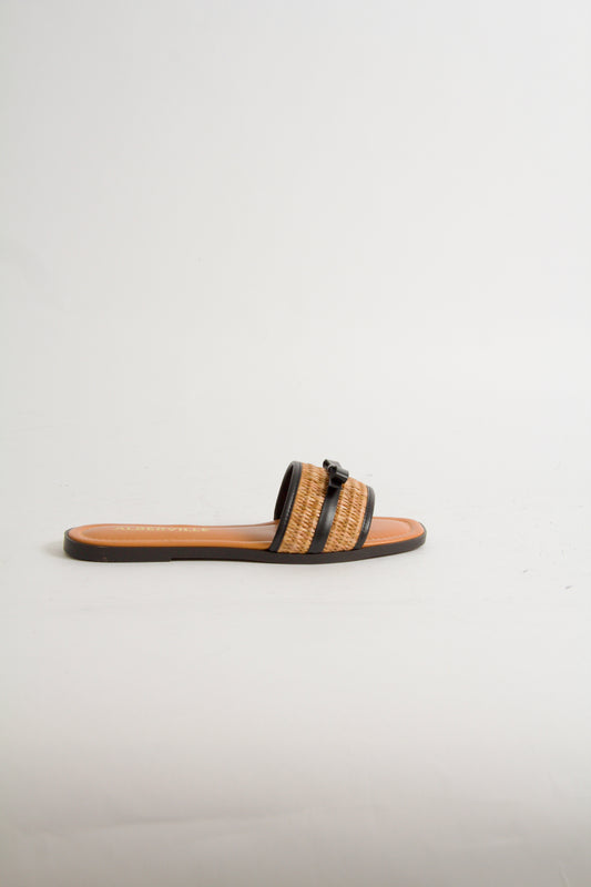 Yonis Black + Natural Raffia Sandals