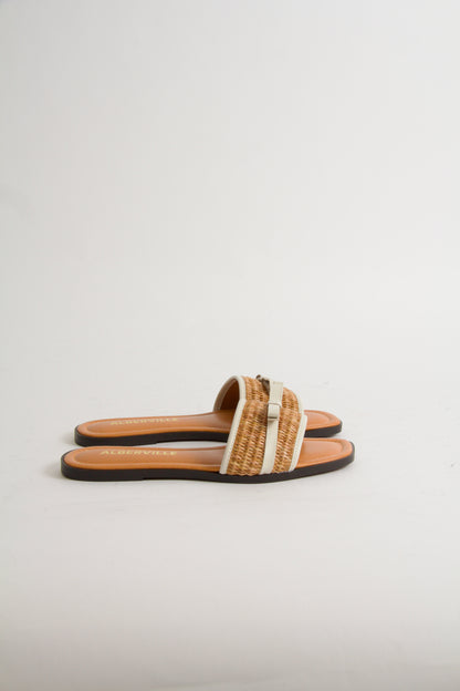 Yonis Sandaler i Offwhite + Naturfärgad Bast