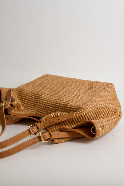Carlotta Tote Bag Raffia Natural Cuoio