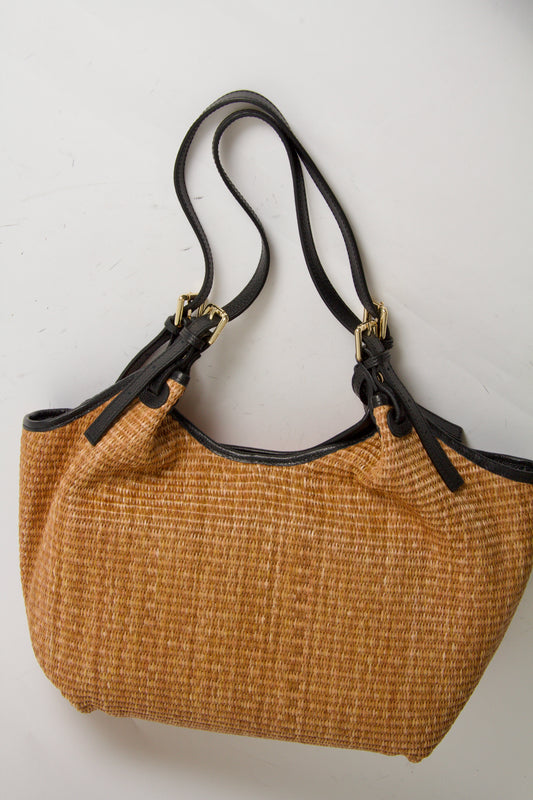 Carlotta Tote Bag Raffia Natural Black