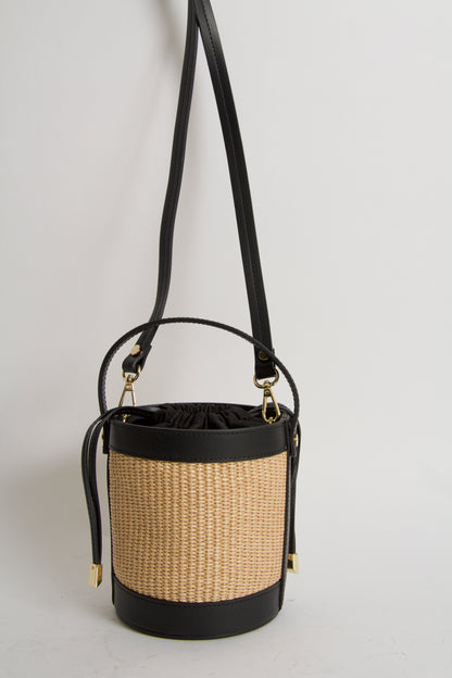 Coco Sac Raffia och Svart Läder