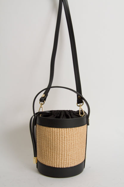 Coco Sac Raffia och Svart Läder