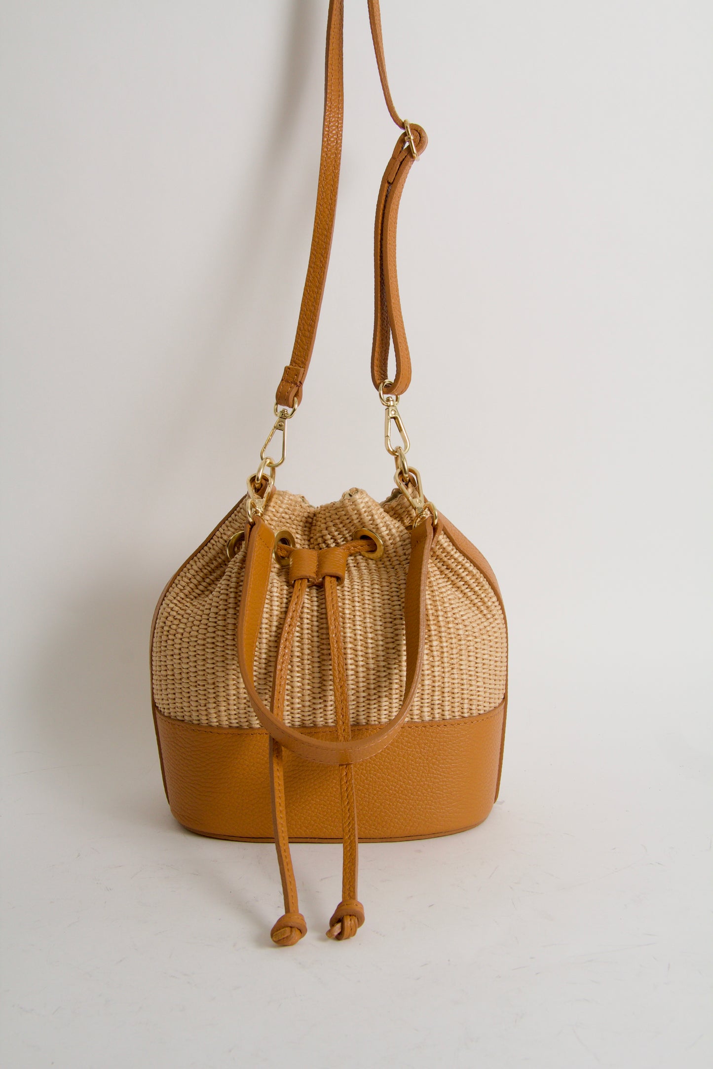 Sac Bag Raffia Natural Cuoio