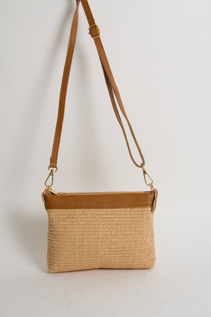 Mini Bag Raffia Natural Cuoio