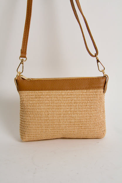 Mini Bag Raffia Natural Cuoio