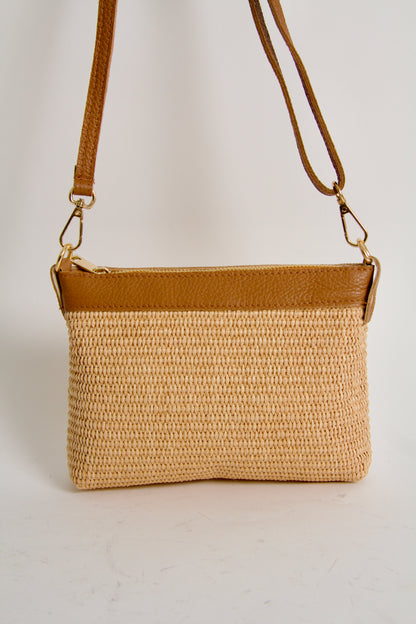 Mini Bag Raffia Natural Cuoio