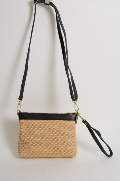 Mini Bag Raffia Natural Black