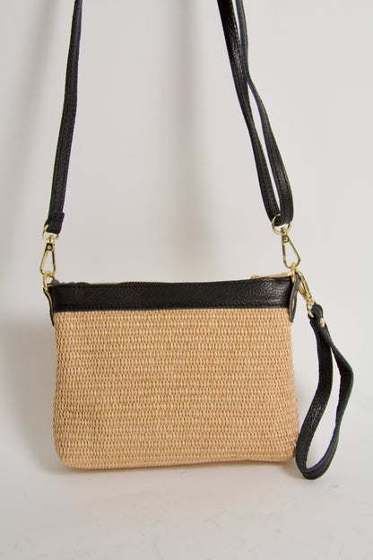 Mini Bag Raffia Natural Black