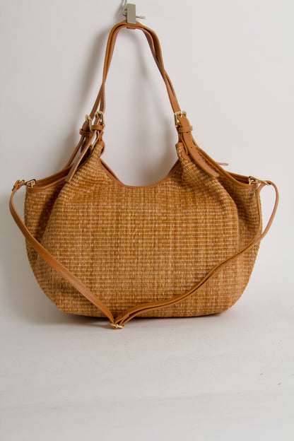 Carlotta Tote Bag Raffia Natural Cuoio