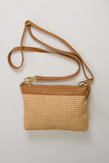 Mini Bag Raffia Natural Cuoio