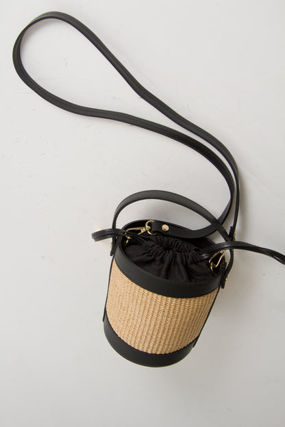 Coco Sac Raffia och Svart Läder