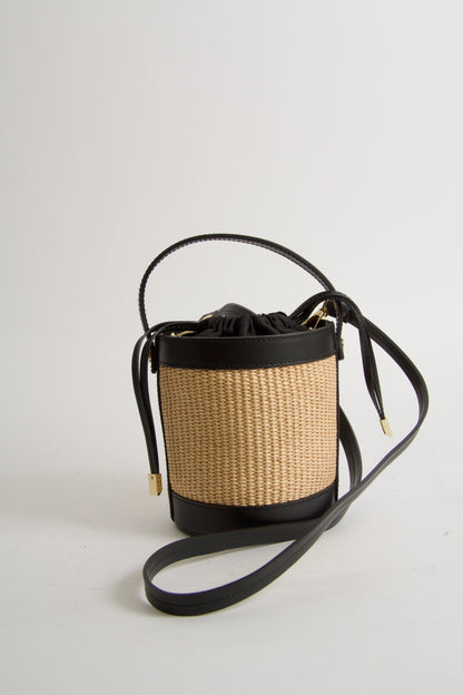 Coco Sac Raffia och Svart Läder
