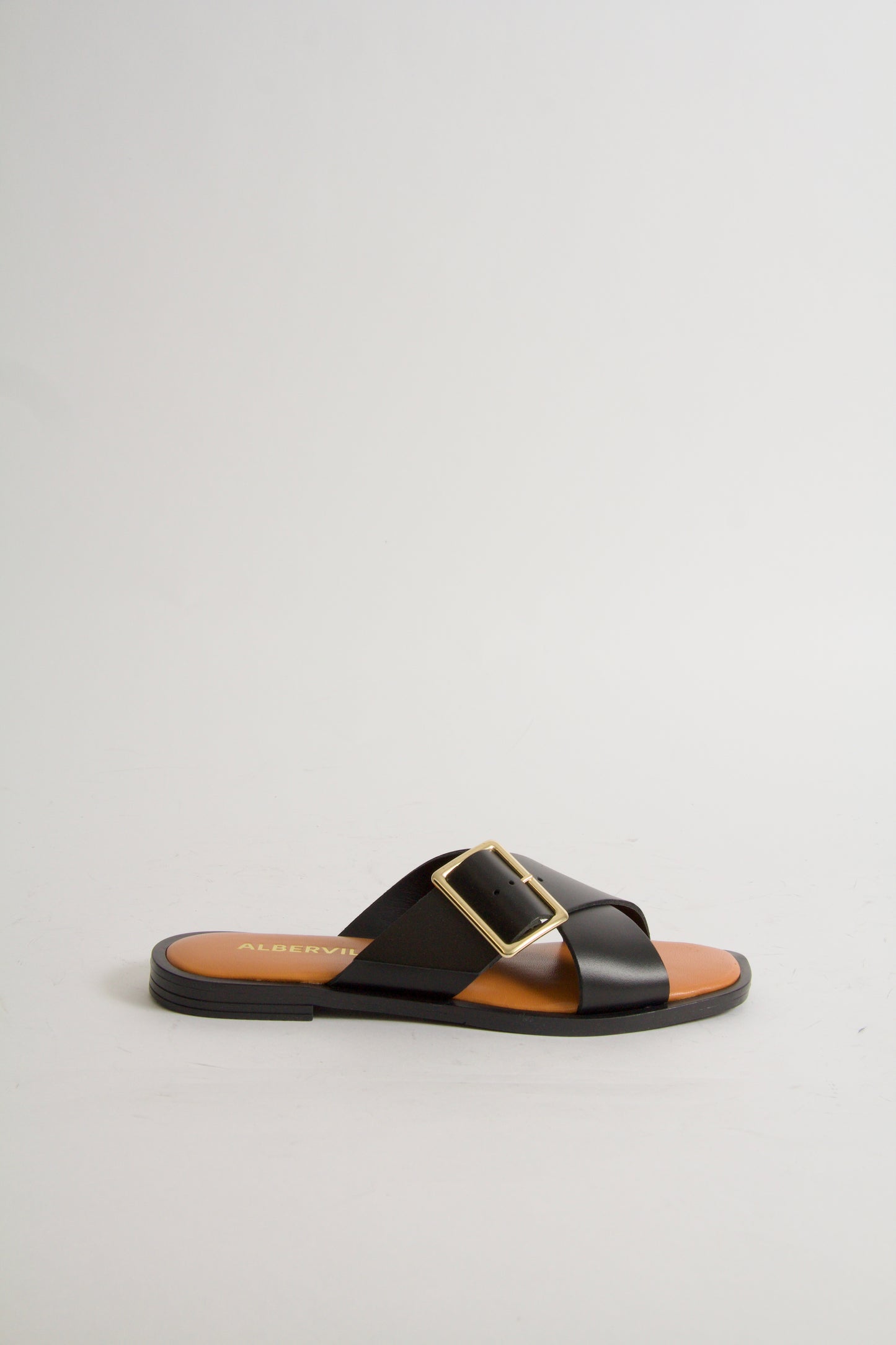 Yumi Black Leather Sandals