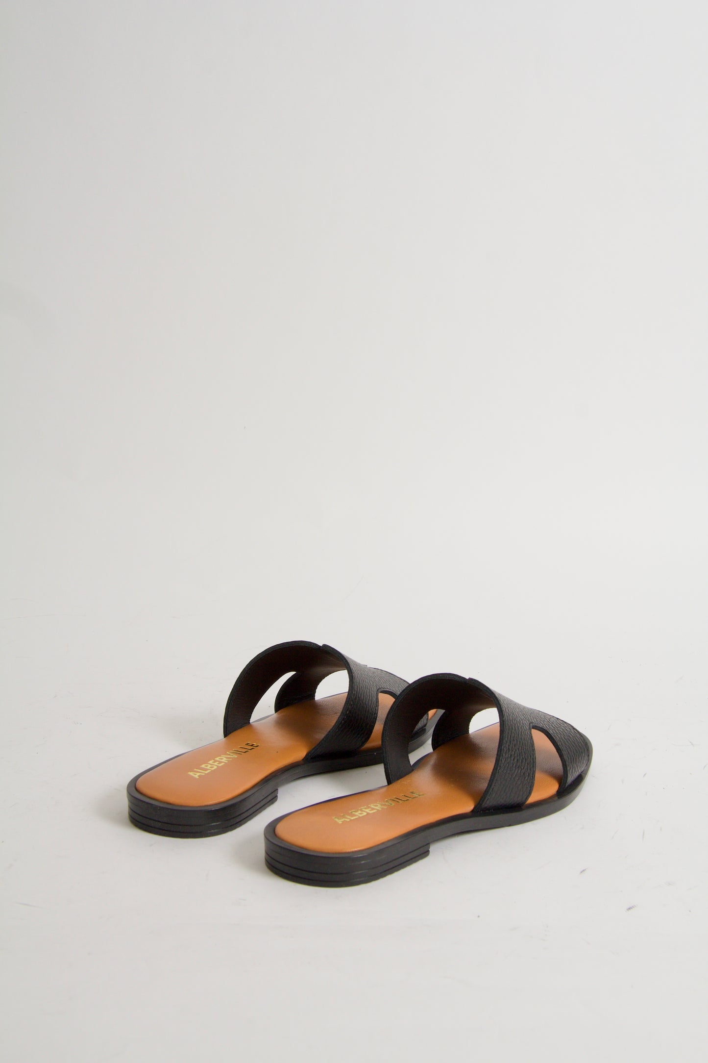 Yvon Black Leather Sandals