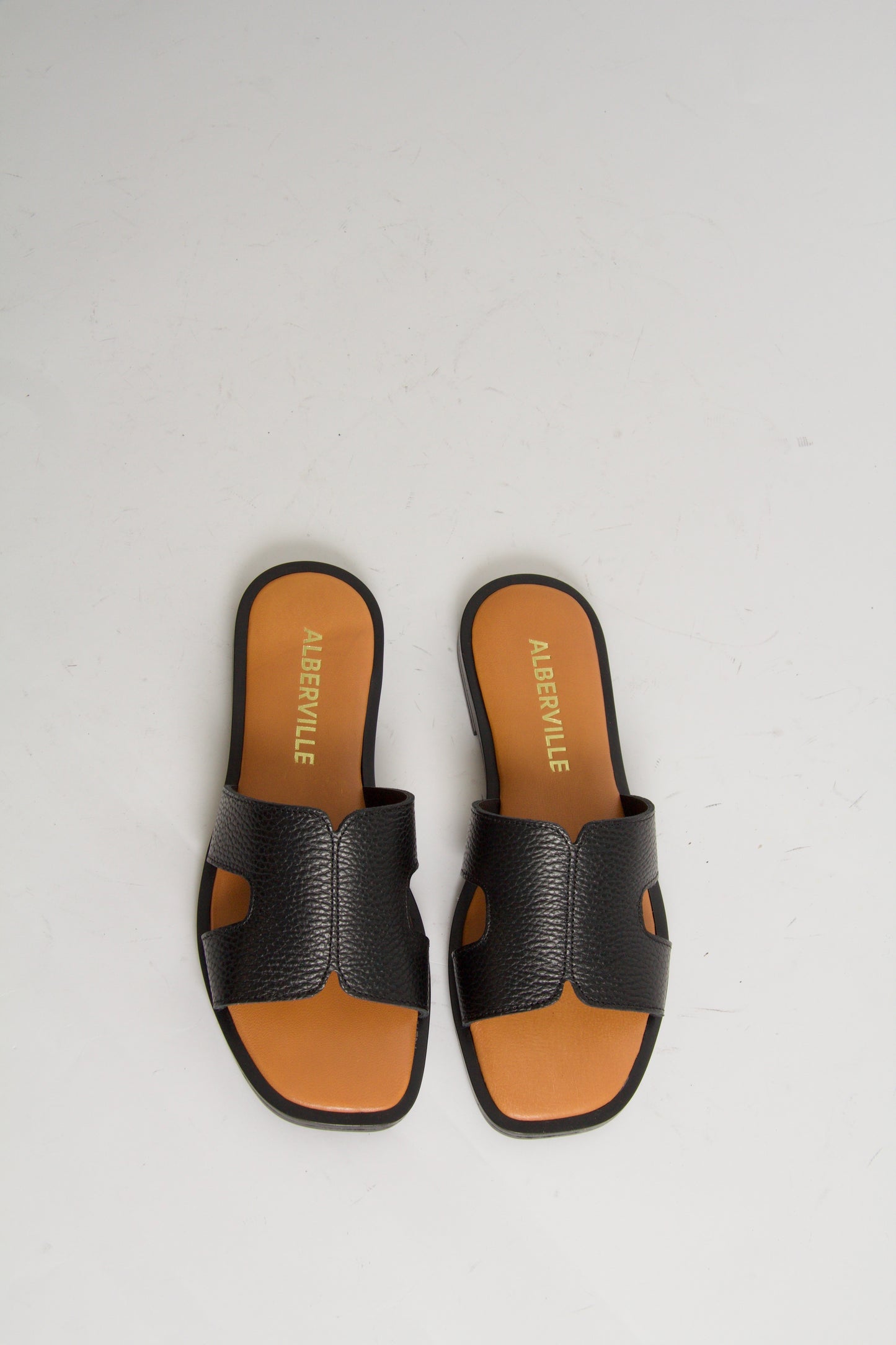 Yvon Black Leather Sandals