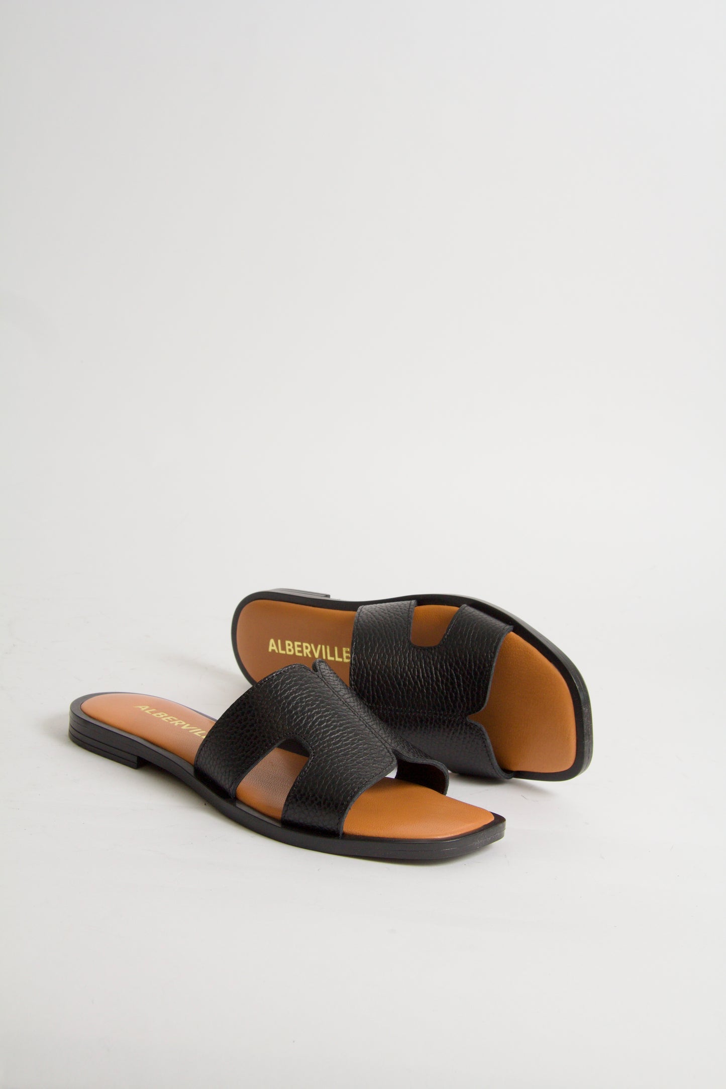 Yvon Black Leather Sandals