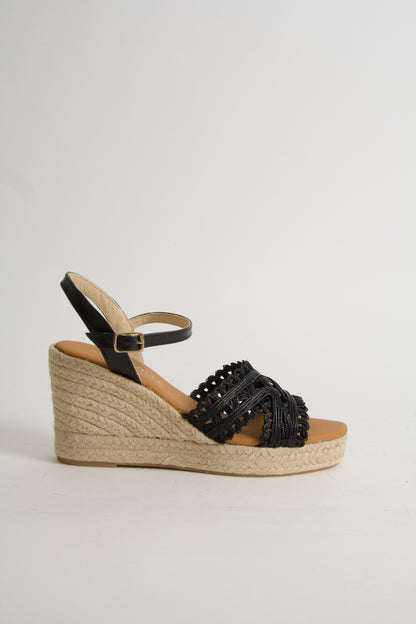 Viveca Black Wedge Espadrilles